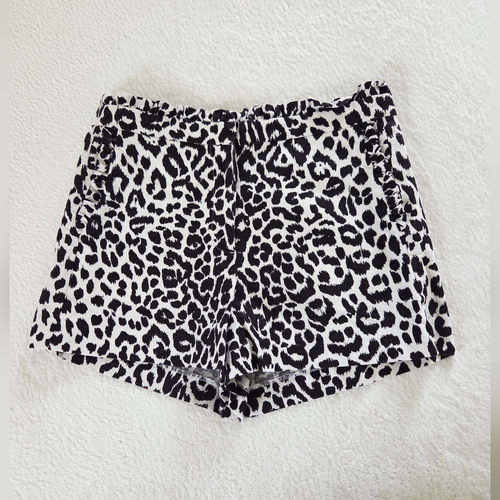 J. Crew ✨️ Leopard Print Linen Blend Ruffle Women's Shorts Size 4